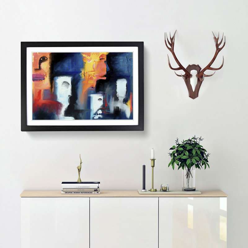 Abstract Art Painting Vol.61 by S.Johnson - Framed Print, Black Framed, 48cm H x 65cm W x 2cm D