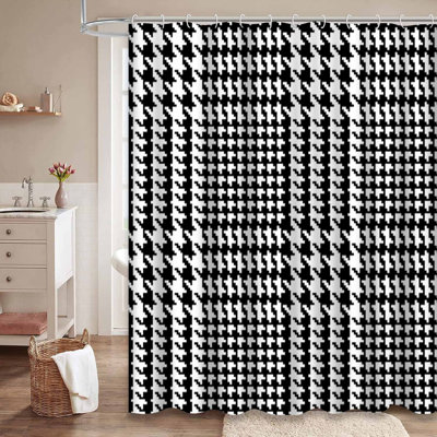 Rideau de douche à carreaux avec 12 crochets