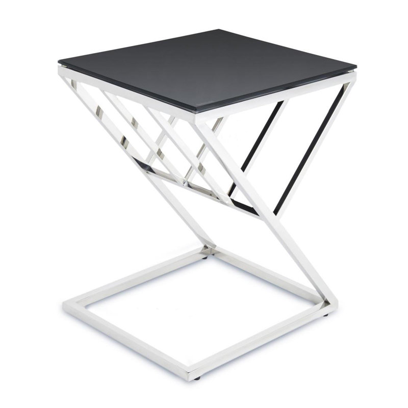 Peru Glass Top Cross Legs End Table