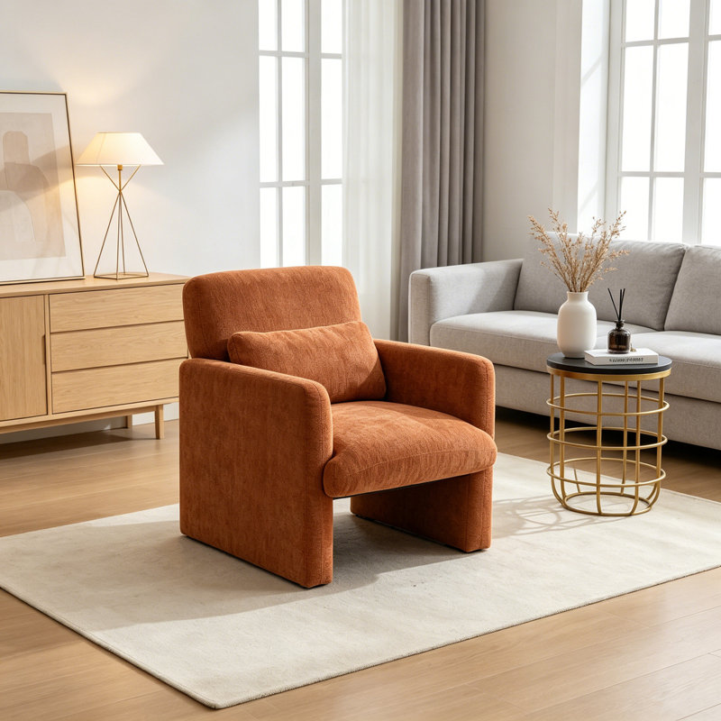 Fauteuil d'appoint minimaliste en chenille – Durable, confortable et élégant pour le salon, la chambre à coucher ou le bureau