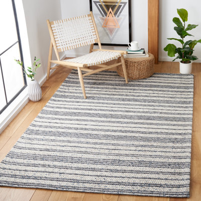 Aon Striped Handwoven Gray/Ivory Area Rug