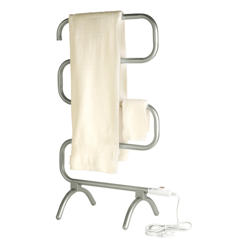 Nickel Finish Free-Standing or Wall Mounted Towel Warmer