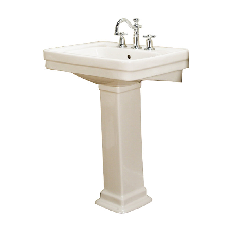 Barclay Sussex Vitreous China Rectangular Bathroom Sink with Overflow, 8" Centers, Bisque, 34.75" H x 20" W x 26" L