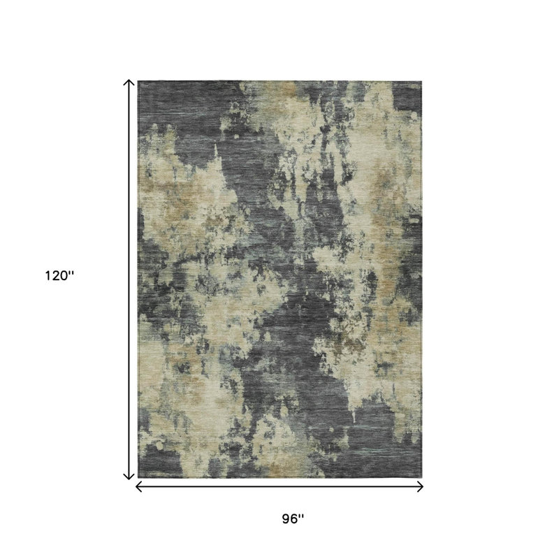 Tapis extérieur lavable abstrait gris et beige 8 pi x 10 pi