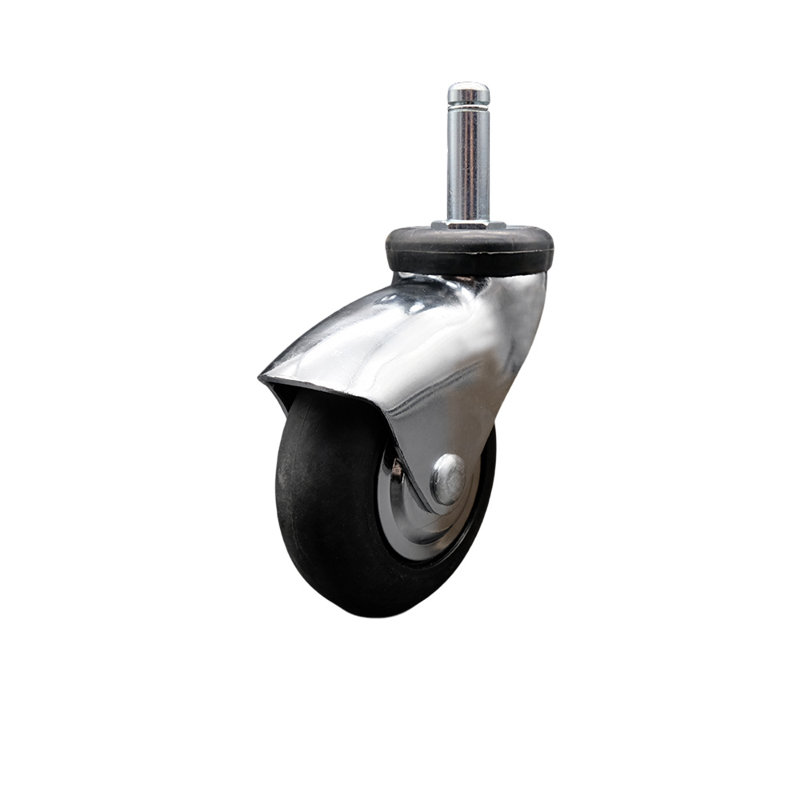 Rubber Caster, Bright Chrome