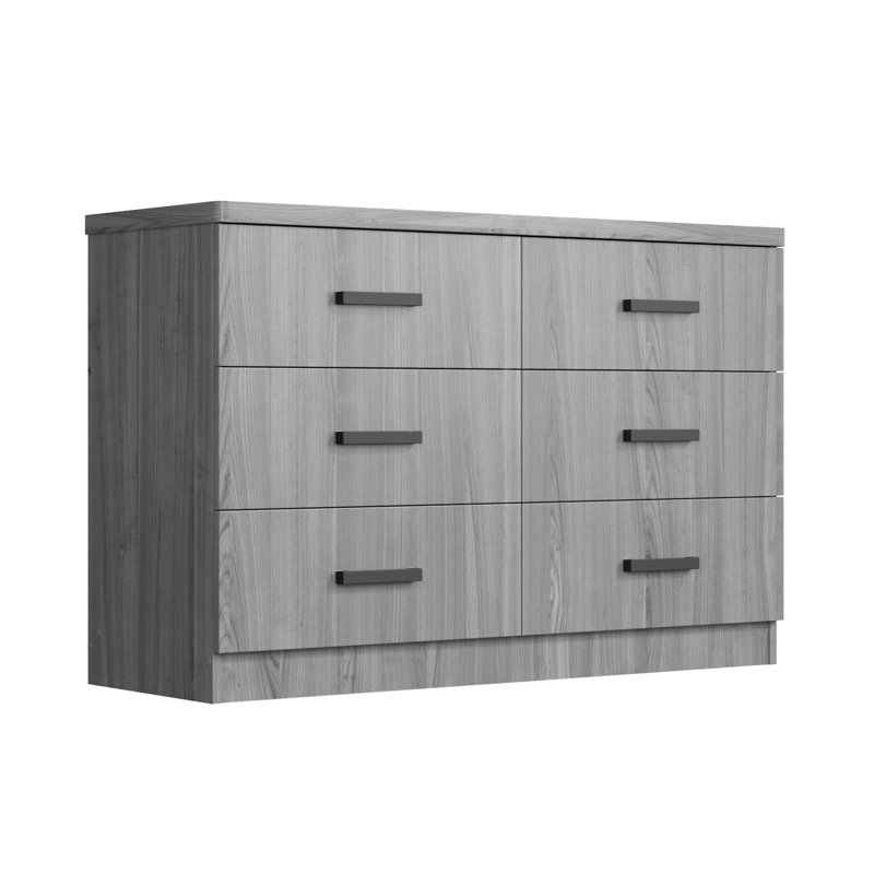 Commode 6 tiroirs Barstis, Gris
