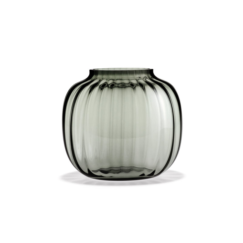 Vase de table en verre fait à la main Primula, Fumée, H 6,9 po x l 7,7 po x P 4,7 po