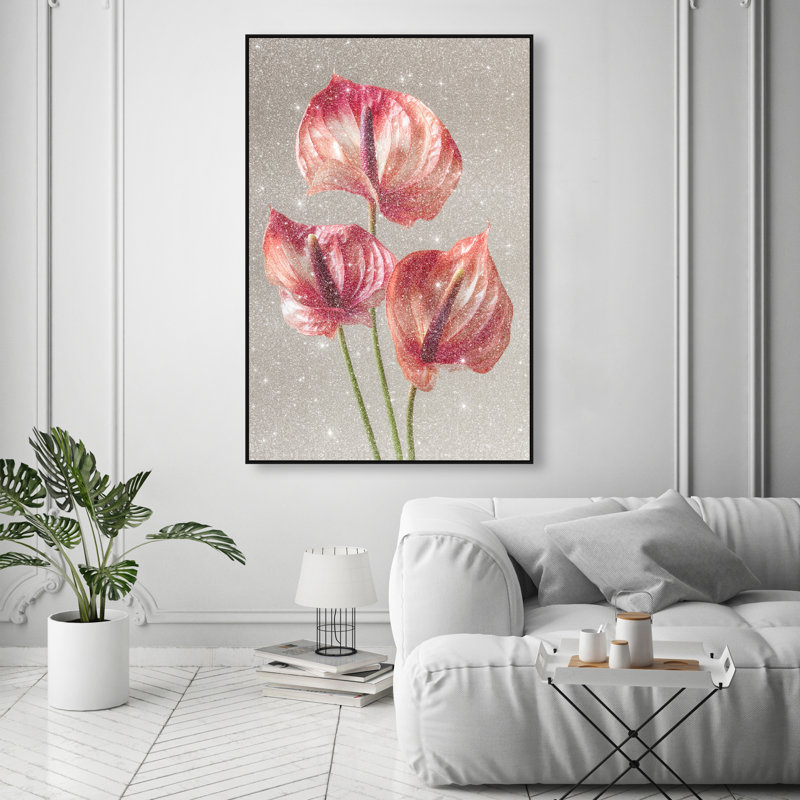Crimson Silk Veins II Print by Oliver Gal, 37"H x 55"W, Black Floater Frame