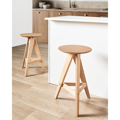 Set of 2 Wooden Bar Stools Dark Brown AROMA