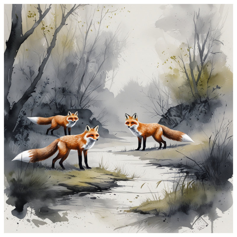 Tapis de bain Three Foxes In Forest, L 34 po x L 21 po