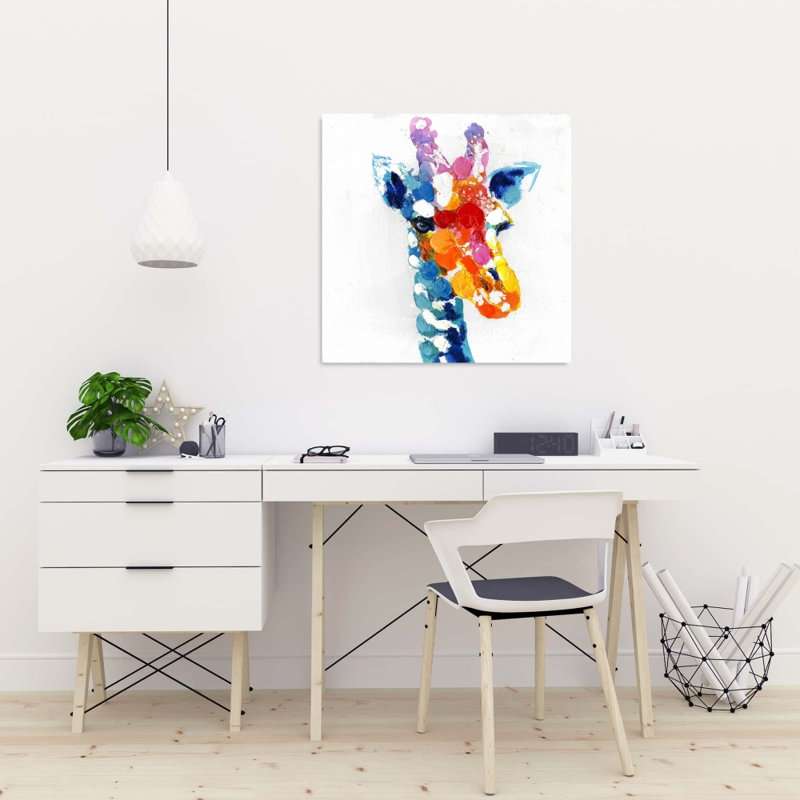Décor de chambre à coucher girafe abstraite à taches de couleur - bleu