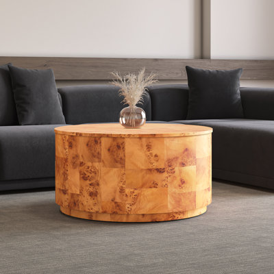 Gintare Arsenio Burl Wood Round Coffee Table