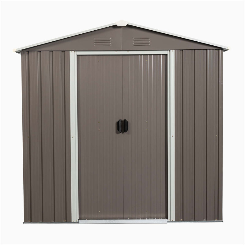 RYSDYX56W 6Ft X 5Ft Outdoor Metal Storage Shed, Gray, 72.53" H x 72.53" W x 46.94" D