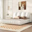 King Size Luxury Upholstered Bed With Thick Headboard, Leather King Bed With Oversized Padded Backrest, Bed Frame