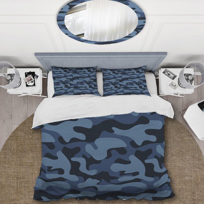 Ensemble de housse de couette en microfibre gris / bleu 2 pièces