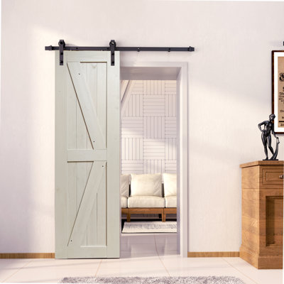 K Design Color Solid Pine Wood Unassembled Door with Black Rustic Installation Hardware Kit