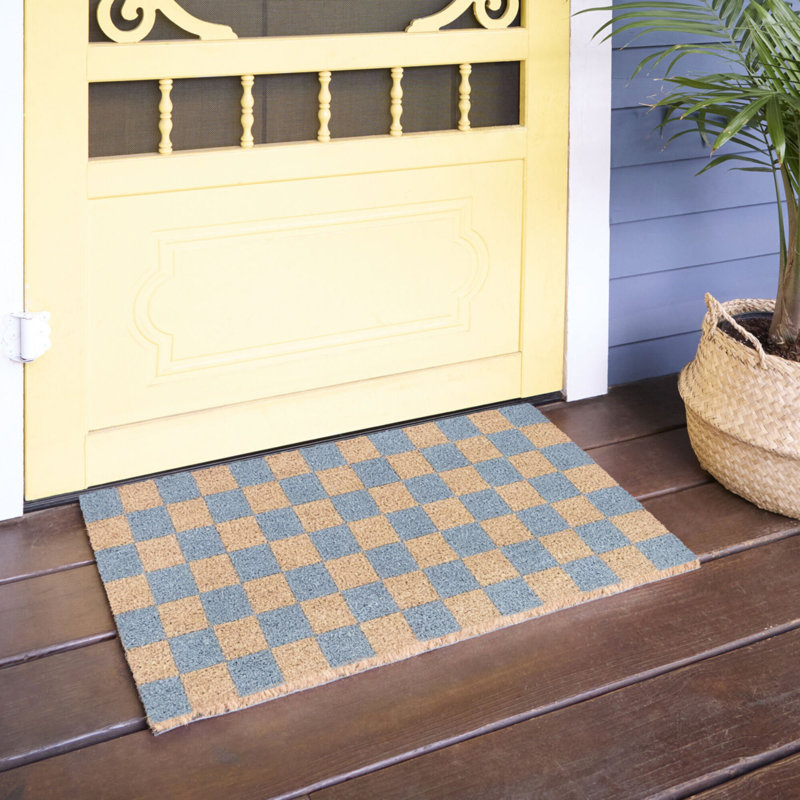 Checkerboard Blue Geometric Doormat