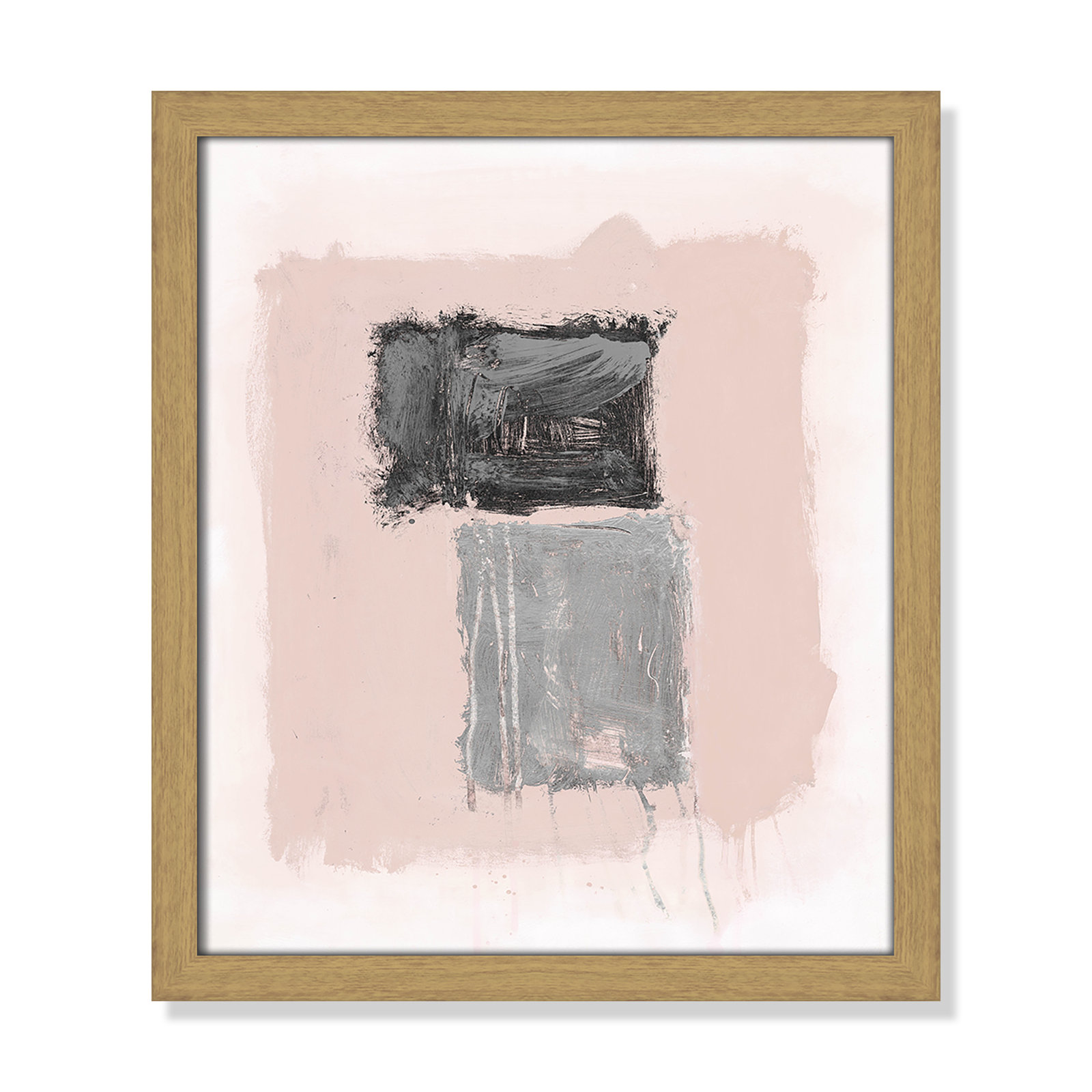 Pink, Black and Silver Shimmer II Print, 15" H x 13" W x 1.25" D, Natural Slim Unmatted Picture Framed