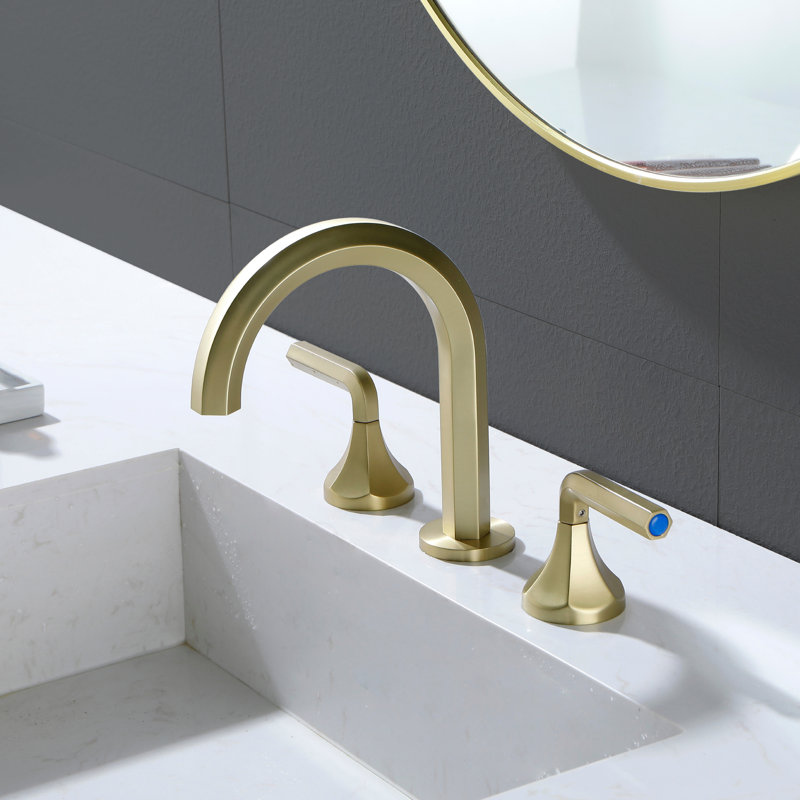 Widespread 2-handle Bathroom Faucet, Brushed Gold