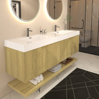 Ensemble de meuble-lavabo mural Moreno Stella avec portes et tiroir intérieur