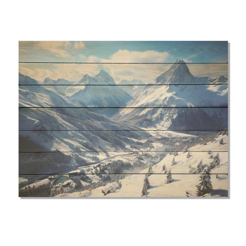 Pine Valley Winter Mountain Landscape VI - Paysage d'hiver sur bois, H 30 po x l 40 po