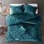 Parure de lit élégante en velours bleu sarcelle pour lit double/queen - Motif diamant, 2 taies d'oreiller, couette élégante lavable à la machine, avec taies d'oreiller
