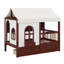 Lit Montessori en bois pour enfant de 2 places avec structure en bois, tente et table de chargement intégrée, lit cabane avec barrières de sécurité ultra-hautes et 2 grands tiroirs, tablette latérale avec bande DEL-134158527