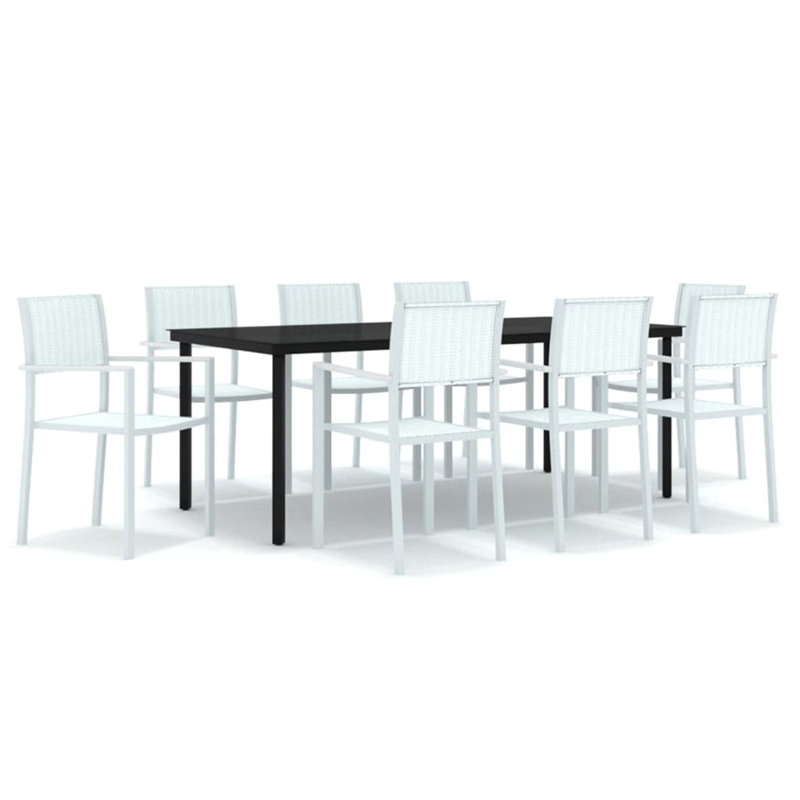 Harley-J 8 - Person Patio Dining Set with Rectangular Table, White