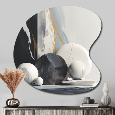 «Abstract Marble Shapes I» - Art mural asymétrique en métal