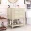 Meuble-lavabo rétro avec lavabo en céramique, 2 tiroirs et tablette ouverte-1765715344