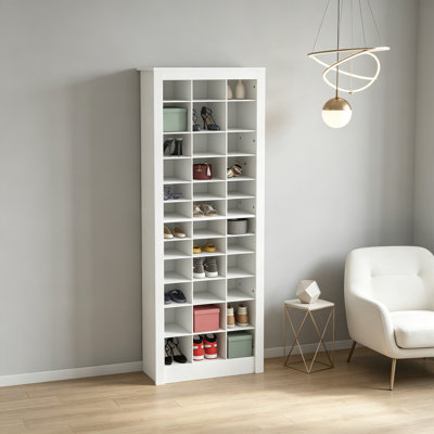 71" Tall Shoe Rack Storage Organizer, Narrow Shoe Cabinet For Entryway With Open Cubes For 36 Pairs