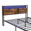 Structure de lit plateforme grand lit en métal avec tête de lit en bois et pied de lit USB, station de charge, 2 tiroirs, rangement, lumières DEL, aucun sommier requis, assemblage facile