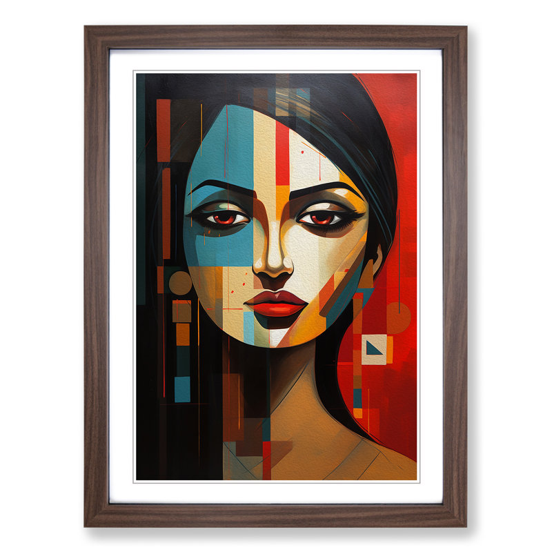 Indian Woman Constructivism - Framed Print, Walnut Framed, 64cm H x 46cm W x 2cm D