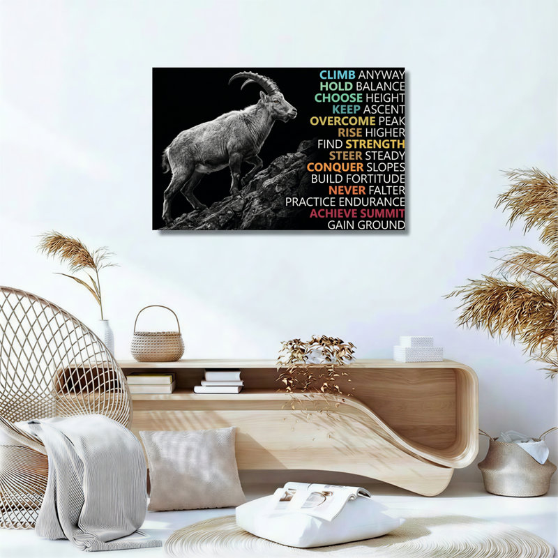 Mountain Goat, reproduction d'art sur toile, ensemble de 1, 16"H x 24"W, Toile tendue