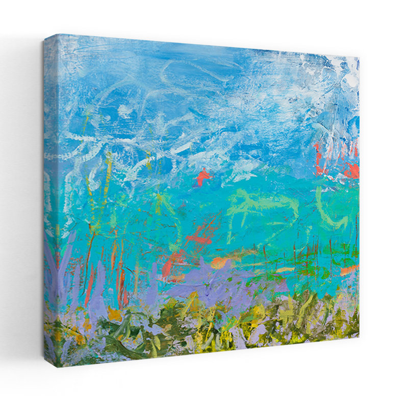 Cerulean Escapes I, art abstrait contemporain, H 18 po x l 18 po