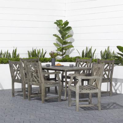 Assinthe 6 - Person Acacia Wood Patio Dining Set with Rectangular Table