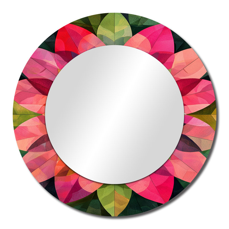 Feuilles de kaléidoscope - miroir mural floral - imprimé sur métal, 23 po x 23 po