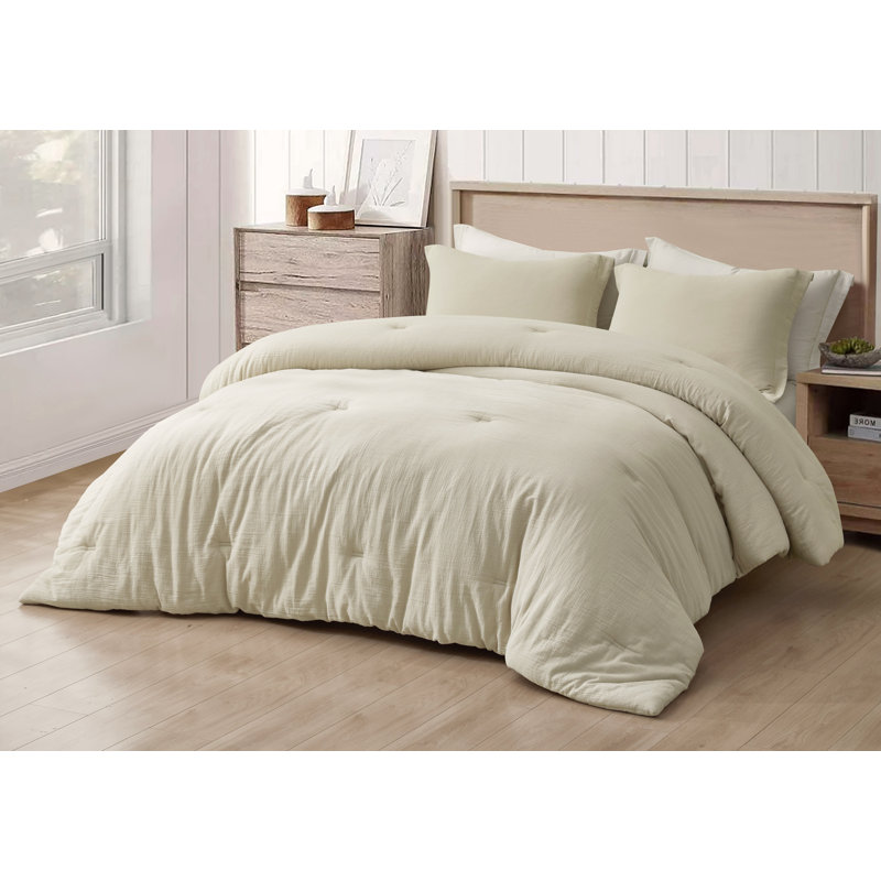 Breeze Cotton Gauze Comforter Bedding Set, Twin XL Comforter + 1 Standard Sham, Natural