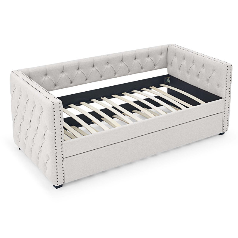 Lit de jour avec couchette Dzesika, Beige