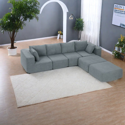 Modern Modular Sectionals, Dark Gray Velvet U-shape Couch For Family Living