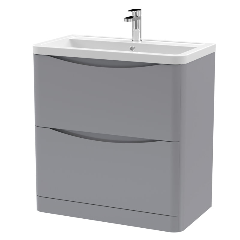 Lunar 800mm Single Bathroom Vanity with Integrated Vitreous China Basin, Satin Gray