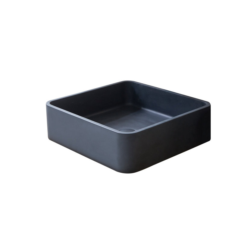 Thais Square Black Terrazzo Bathroom Sink, Black