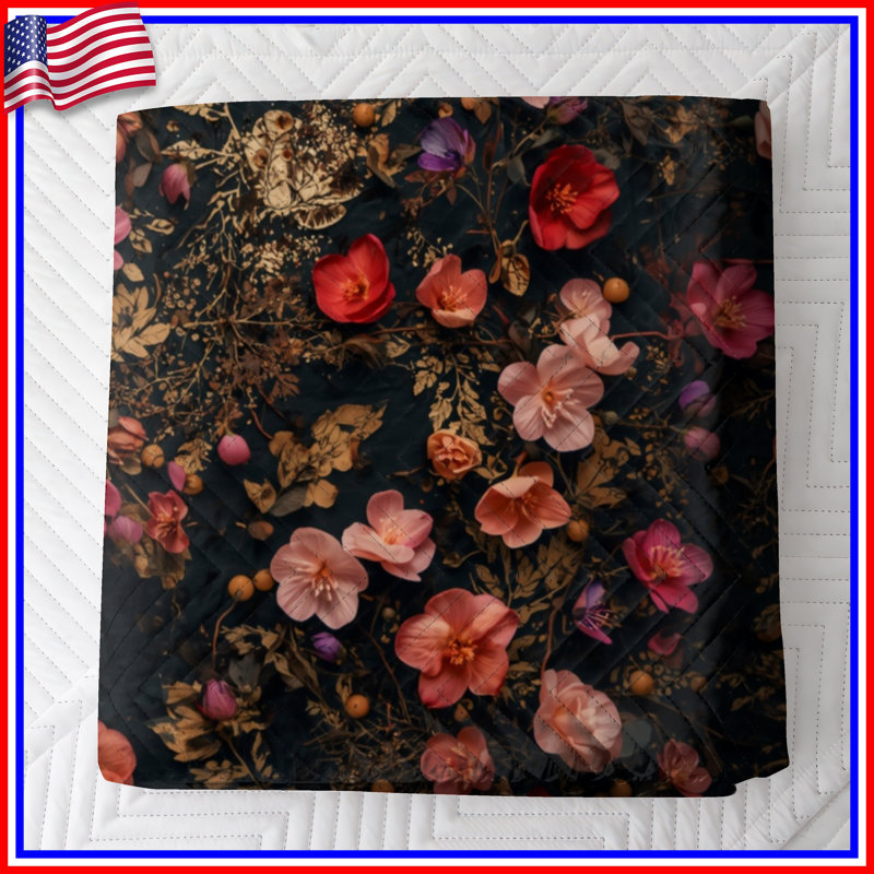 Couvre-lit matelassé à motif floral, Double