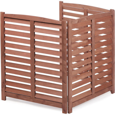 3-Panel Outdoor Air Conditioner Fence 3-Section Outdoor Wooden Screen, Outside Wood Privacy Fence, 32" W X 38" H by Arlmont & Co.