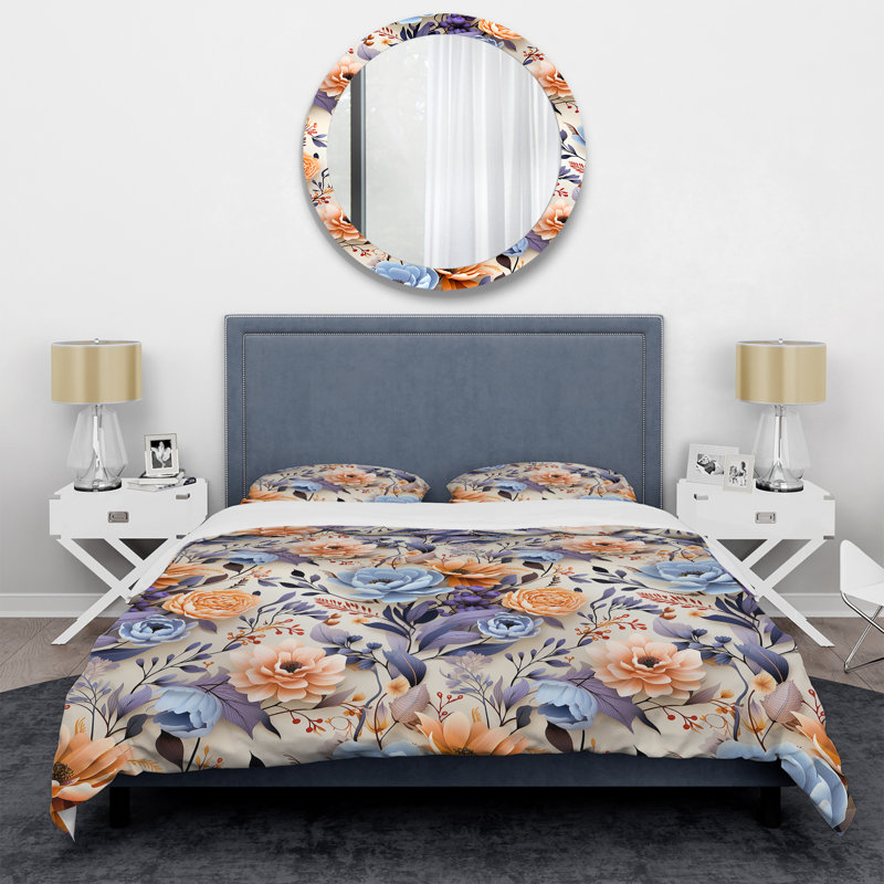 Ensemble de housse de couette Delicate Flower Symphony, Housse de couette simple + 1 taie décorative stan