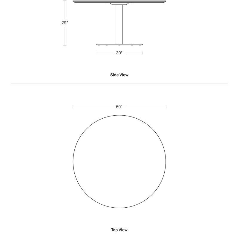 Easy Round Dining Table, Walnut, 29" H x 60" W x 60" L, Matte White