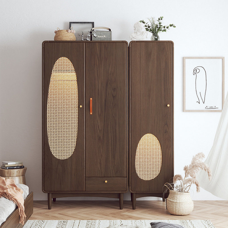 Modern Minimalist Three-door Wardrobe, Walnut
