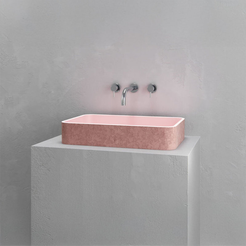 Lavabo de salle de bain mural rectangulaire en béton Blush / Blush Vast L 39,4 po x l 18,9 po Vast Studio, Rosé