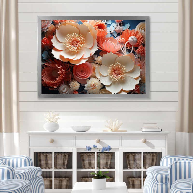 «Giant Plumose Anemone Collage», reproduction sur toile, H 30 po x l 40 po x P 1,5 po, Cadre photo argenté
