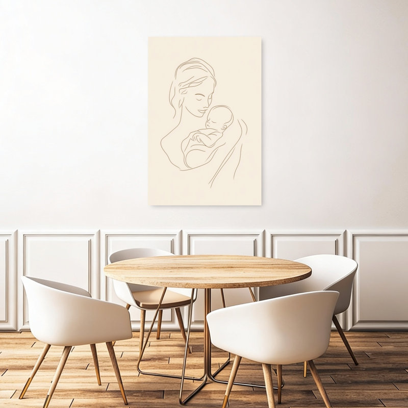 Tender Mother Child Minimalist Peaceful Abstract Wall Art Print 1 Piece Wrapped Canvas Wall Art, 121.92cm H x 81.28cm W